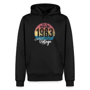 Vintage Made in 1963 Geburtsjahr 1963 Geburtstag - Männer Premium Bio Hoodie - Schwarz - Vorne - Nico (187cm)