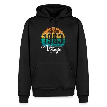 Vintage Made in 1963 Geburtsjahr 1963 Geburtstag - Männer Premium Bio Hoodie - Schwarz - Vorne - Nico (187cm)