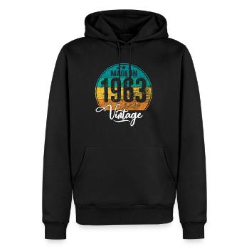 Vintage Made in 1963 Geburtsjahr 1963 Geburtstag - Männer Premium Bio Hoodie - Schwarz - Vorne - Nico (187cm)