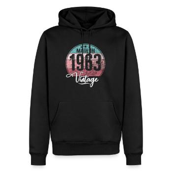 Vintage Made in 1963 Geburtsjahr 1963 Geburtstag - Männer Premium Bio Hoodie - Schwarz - Vorne - Nico (187cm)