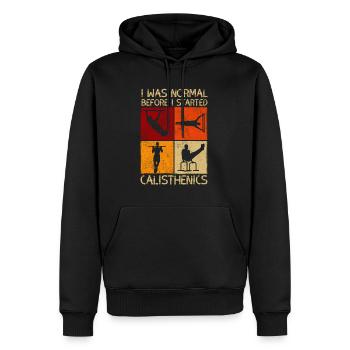 J’étais normal avant de commencer la gymnastique - Sweat à capuche Premium bio Homme - noir - Devant - Nico (187cm)
