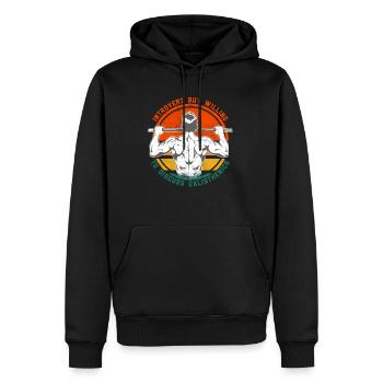 Introverti mais prêt à discuter de gymnastique - Sweat à capuche Premium bio Homme - noir - Devant - Nico (187cm)