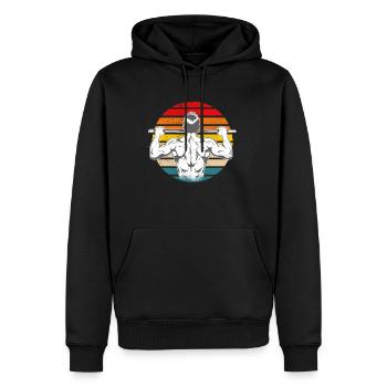Rétro Vintage Calisthenics Sunset - Sweat à capuche Premium bio Homme - noir - Devant - Nico (187cm)