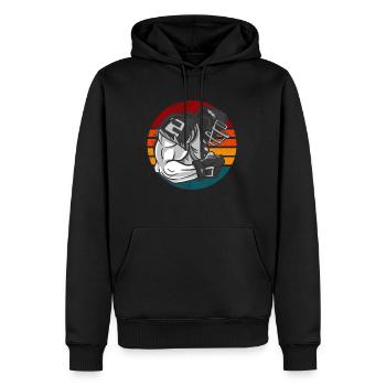 Football Américain Rétro Vintage - Sweat à capuche Premium bio Homme - noir - Devant - Nico (187cm)