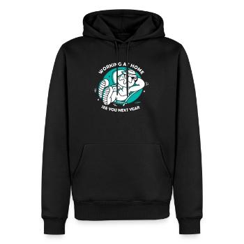 Lustiger Home-Office-Spruch Bis nächstes Jahr - Männer Premium Bio Hoodie - Schwarz - Vorne - Nico (187cm)