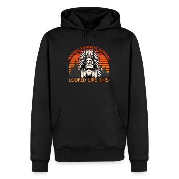 Lustiges Indianersprichwort - Männer Premium Bio Hoodie - Schwarz - Vorne - Nico (187cm)