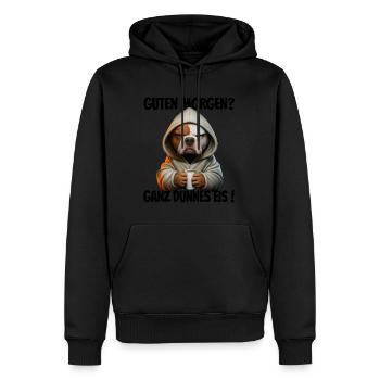 Guten Morgen? Ganz dünnes Eis! Lustiger Pitbull - Männer Premium Bio Hoodie - Schwarz - Vorne - Nico (187cm)