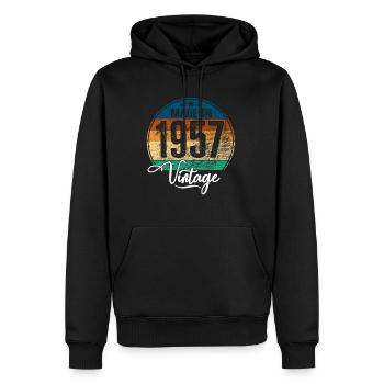 Millésime Fabriqué en 1957 Année de naissance 1957 Anniversaire - Sweat à capuche Premium bio Homme - noir - Devant - Nico (187cm)