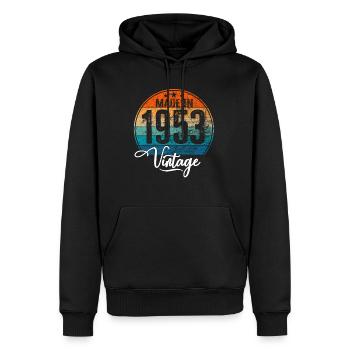 Millésime fabriqué en 1953 Année de naissance 1953 Anniversaire - Sweat à capuche Premium bio Homme - noir - Devant - Nico (187cm)