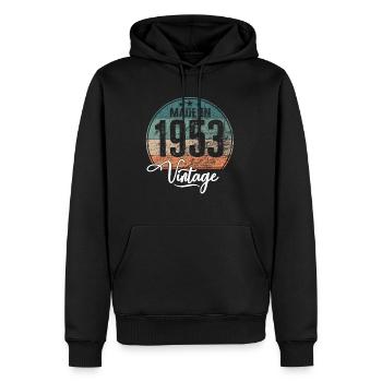 Millésime fabriqué en 1953 Année de naissance 1953 Anniversaire - Sweat à capuche Premium bio Homme - noir - Devant - Nico (187cm)