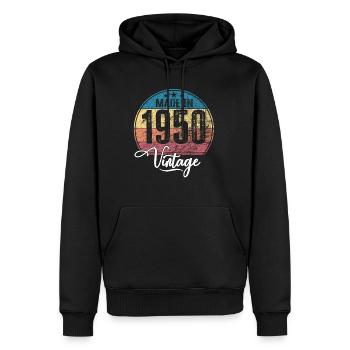 Millésime Fabriqué en 1950 Année de naissance 1950 Anniversaire - Sweat à capuche Premium bio Homme - noir - Devant - Nico (187cm)