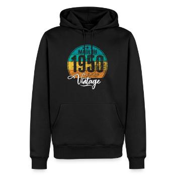Millésime Fabriqué en 1950 Année de naissance 1950 Anniversaire - Sweat à capuche Premium bio Homme - noir - Devant - Nico (187cm)