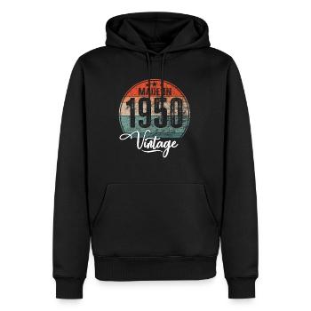 Vintage Fabriqué en 1950 Année de naissance 1950 Anniversaire - Sweat à capuche Premium bio Homme - noir - Devant - Nico (187cm)