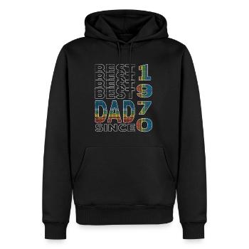 Meilleur papa du monde depuis 1970 anniversaire de la fête des pères - Sweat à capuche Premium bio Homme - noir - Devant - Nico (187cm)