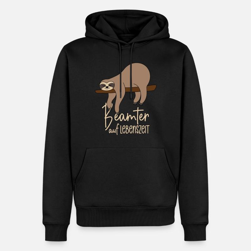 Faultier Beamter auf Lebenszeit - Männer Premium Bio Hoodie - Schwarz