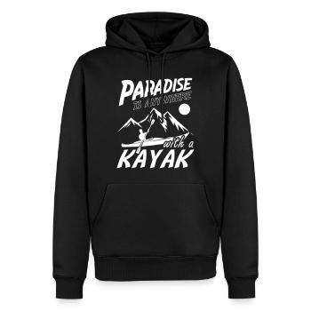 Paradise is Anywhere with a Kayak - Men’s Premium Organic Hoodie - black - Front - Nico (187cm)