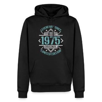 Légendaire depuis Février 1975 édition limitée - Sweat à capuche Premium bio Homme - noir - Devant - Nico (187cm)