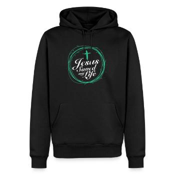 Jesus Saved My Life Christian God Bible Christ - Men’s Premium Organic Hoodie - black - Front - Nico (187cm)