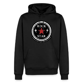 ROCK STAR - Sweat à capuche Premium bio Homme - noir - Devant - Nico (187cm)
