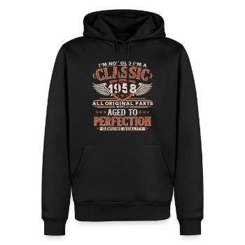 1958 Vintage Vintage Cadeau d’Anniversaire Rétro - Sweat à capuche Premium bio Homme - noir - Devant - Nico (187cm)