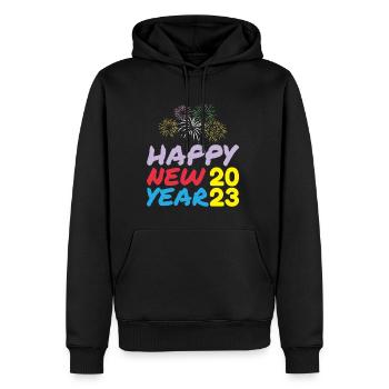 Joyeux Nouvel An 2023 Réveillon du Nouvel An Noël - Sweat à capuche Premium bio Homme - noir - Devant - Nico (187cm)