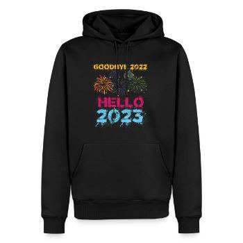 Joyeux Nouvel An 2023 Réveillon du Nouvel An Noël - Sweat à capuche Premium bio Homme - noir - Devant - Nico (187cm)