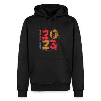 Joyeux Nouvel An 2023 Réveillon du Nouvel An Noël - Sweat à capuche Premium bio Homme - noir - Devant - Nico (187cm)