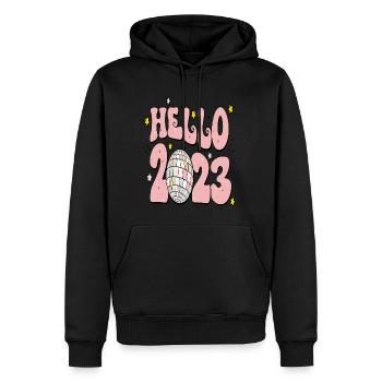 Joyeux Nouvel An 2023 Réveillon du Nouvel An Noël - Sweat à capuche Premium bio Homme - noir - Devant - Nico (187cm)