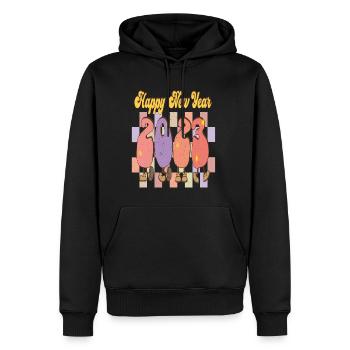 Joyeux Nouvel An 2023 Réveillon du Nouvel An Noël - Sweat à capuche Premium bio Homme - noir - Devant - Nico (187cm)