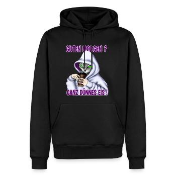 Ganz Dünnes Eis Morgenmuffel Katze Kaffee - Männer Premium Bio Hoodie - Schwarz - Vorne - Nico (187cm)