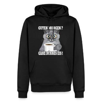 Ganz Dünnes Eis Morgenmuffel Katze Kaffee - Männer Premium Bio Hoodie - Schwarz - Vorne - Nico (187cm)