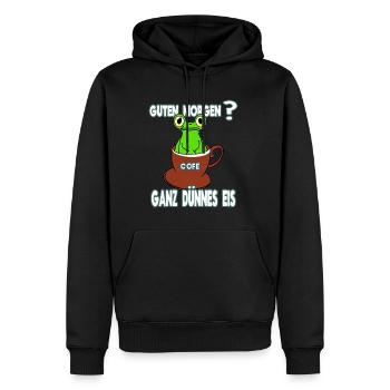 Ganz Dünnes Eis Morgenmuffel Frosch Kaffee - Männer Premium Bio Hoodie - Schwarz - Vorne - Nico (187cm)