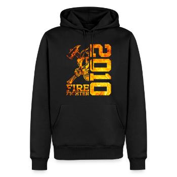 16E ANNIVERSAIRE DE LA BRIGADE DES POMPIERS 2010 - Sweat à capuche Premium bio Homme - noir - Devant - Nico (187cm)