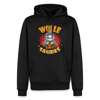 WOLLE oder SAURES - Halloween für Wollfans - Männer Premium Bio Hoodie - Schwarz - Vorne - Nico (187cm)