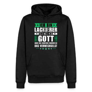 Ich bin Lackierer und nicht Gott - Männer Premium Bio Hoodie - Schwarz - Vorne - Nico (187cm)