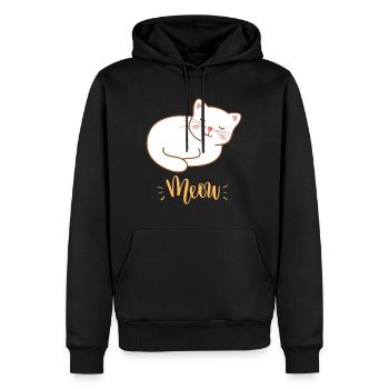 Mignon Kawaii drôle de chat disant miaulement - Sweat à capuche Premium bio Homme - noir - Devant - Nico (187cm)