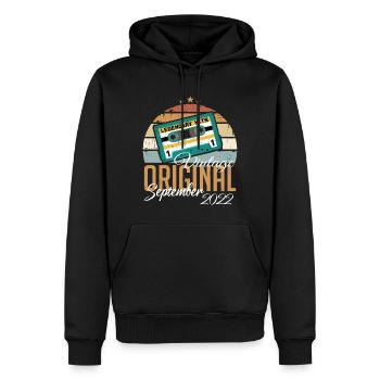 Septembre 2022 Born Vintage Birthday Retro - Sweat à capuche Premium bio Homme - noir - Devant - Nico (187cm)