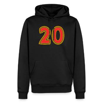 20. 20 YEARS. 20th ANNIVERSARY. 20 YEARS ANNIVERSARY. - Men’s Premium Organic Hoodie - black - Front - Nico (187cm)