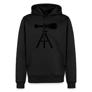 Fernrohr - Männer Premium Bio Hoodie - Schwarz - Vorne - Nico (187cm)