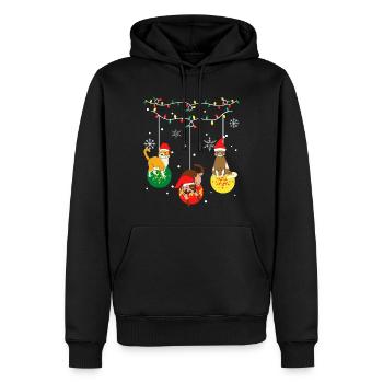 Drôles de chats de Noël - Sweat à capuche Premium bio Homme - noir - Devant - Nico (187cm)
