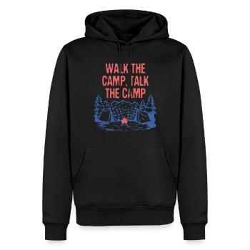 Walk the Camp Talk the Camp Drôle Camping Humour - Sweat à capuche Premium bio Homme - noir - Devant - Nico (187cm)