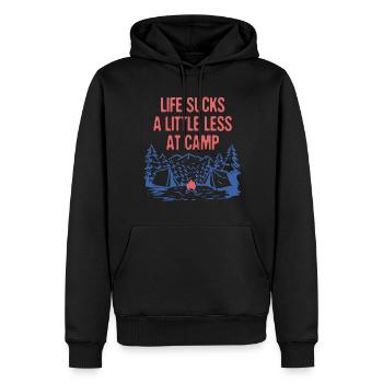 Life Sucks a Little Less at Camp Funny Camping - Männer Premium Bio Hoodie - Schwarz - Vorne - Nico (187cm)
