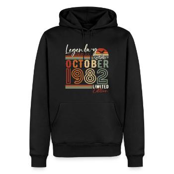 Légendaire Octobre 1982 Anniversaire de naissance - Sweat à capuche Premium bio Homme - noir - Devant - Nico (187cm)