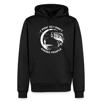 Pêcher Pêcheur Canne à pêche - Sweat à capuche Premium bio Homme - noir - Devant - Nico (187cm)