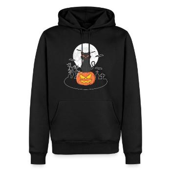 Halloween Katze Kürbis - Männer Premium Bio Hoodie - Schwarz - Vorne - Nico (187cm)