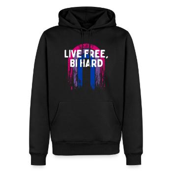 Live Free Bi Hard Bisexual Motivational Quote Bi - Sweat à capuche Premium bio Homme - noir - Devant - Nico (187cm)