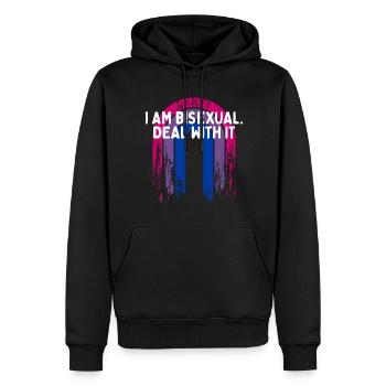 Je suis bisexuel Deal with It Bi Dictons Bi Pride - Sweat à capuche Premium bio Homme - noir - Devant - Nico (187cm)