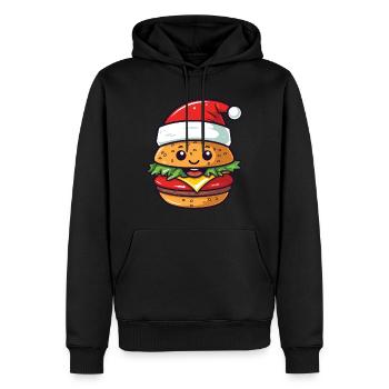 Burger Noël Bande Dessinée - Sweat à capuche Premium bio Homme - noir - Devant - Nico (187cm)