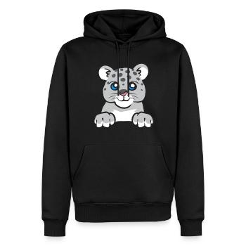 Schneeleopard - Männer Premium Bio Hoodie - Schwarz - Vorne - Nico (187cm)
