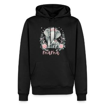 Mama Heart Floral Wreath Elephant Baby Shower - Männer Premium Bio Hoodie - Schwarz - Vorne - Nico (187cm)